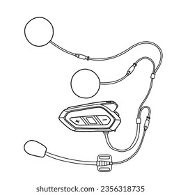 Bluetooth Helmet headset Intercom Vector Illustration