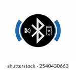 Bluetooth icon, connectivity, blue, design, isolated, illustration, concept, alphabet, line, black, mobile, data, graphic, network, communication, internet, magic, letters, media, device, connection.