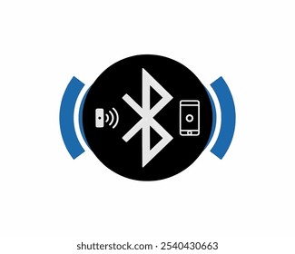 Icono de Bluetooth, conectividad, azul, diseño, aislado, ilustración, concepto, alfabeto, línea, negro, móvil, datos, gráfico, red, comunicación, Internet, magia, letras, medios, dispositivo, conexión.