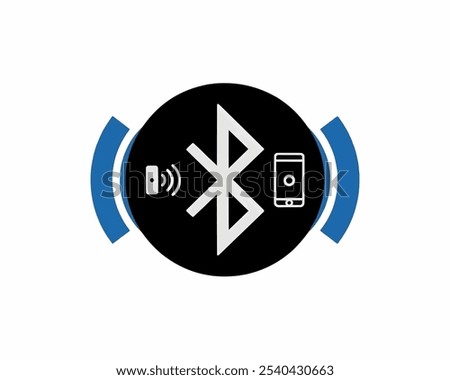 Bluetooth icon, connectivity, blue, design, isolated, illustration, concept, alphabet, line, black, mobile, data, graphic, network, communication, internet, magic, letters, media, device, connection.