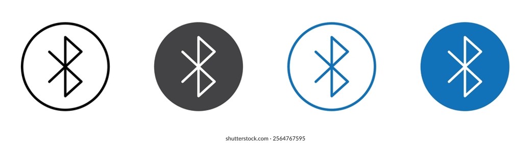 Bluetooth icon flat editable icon mark set.