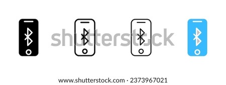 Bluetooth icon on phone screen. Different styles, bluetooth icon, phone screen, bluetooth on the phone. Vector icons