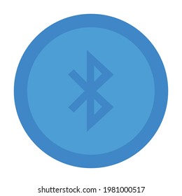 Bluetooth icon vector. Bluetooth symbol in blue circle