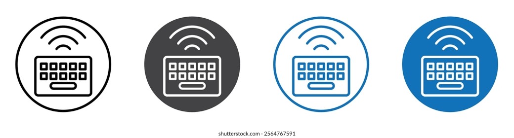 Bluetooth keyboard icon flat editable icon mark set.