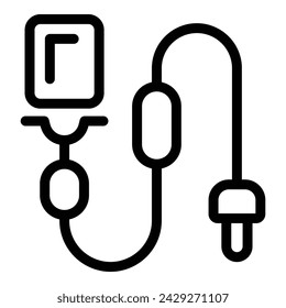Vector de contorno de icono de micrófono Lavalier Bluetooth. Equipo de difusión inalámbrico. Collar blogging solapa micrófono