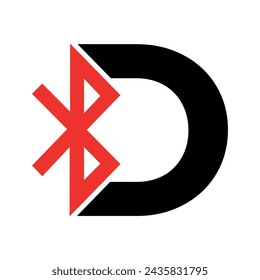 Bluetooth logo Logo combine with letter D vector template