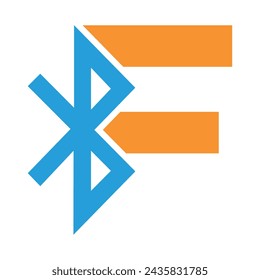Bluetooth logo Logo combine with letter F vector template