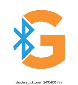 Bluetooth logo Logo combine with letter G vector template