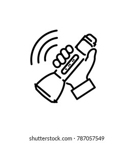 Bluetooth microphone with speaker for karaoke in hand vector icon