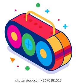 Vector colorido del altavoz de Bluetooth en el fondo blanco