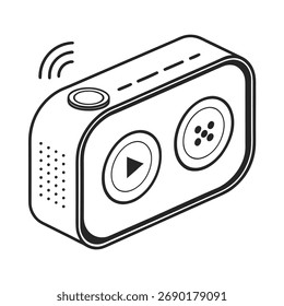 Vector de contorno del altavoz Bluetooth sobre fondo blanco