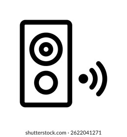 Bluetooth Speaker Vector for Wireless Audio and Portable Sound. Compact speaker illustration. Music playback icon for on-the-go entertainment. Line Icon