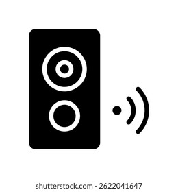 Bluetooth Speaker Vector for Wireless Audio and Portable Sound. Compact speaker illustration. Music playback icon for on-the-go entertainment. Glyph Icon