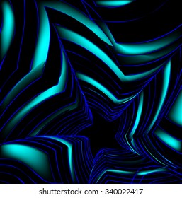 blue-turquoise abstract star on a black background