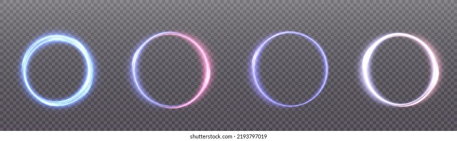 Blue-violet bright circles on a transparent background an element for the promotional text of game designs and promotional presentations. Vector