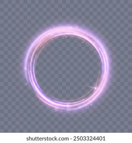 Blue-violet bright ring light effect with space for text and product. For design and vector illustrations on transparent PNG background.