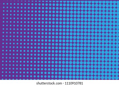 Blue-violet halftone background. Digital gradient. Abstract backdrop with circles, point, dots. Dotted pattern. Futuristic panel Vector illustration

