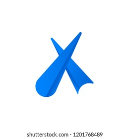 Blue-violet letter vector abstract cross X icon and logo concept template. Modern design with gentle form.