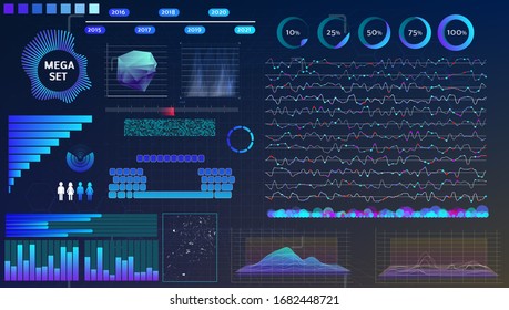 blauer violetter Vektorillustration HUD in Trendfarben für Design- und Geräteanwendungen