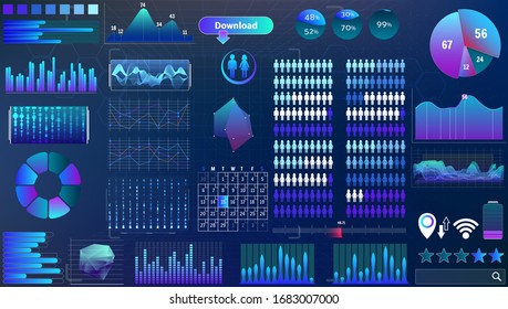 blauer violetter Vektorillustration HUD in Trendfarben für Design- und Geräteanwendungen