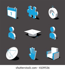 blue-white 3D icon set 05