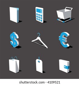 blue-white 3D icon set 06