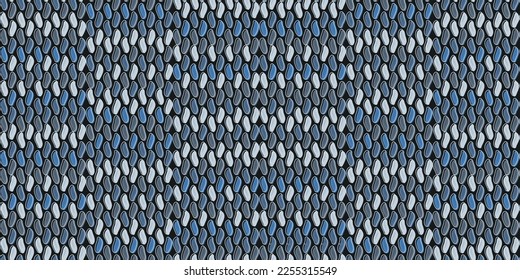 A blue-white scaly pattern of the same elements. Vector seamless pattern of scales.