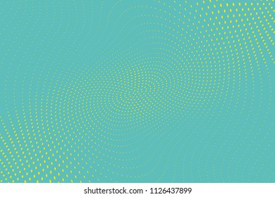 Blue-yellow Halftone dotted background. Pop art style. Retro pattern with circles, dots, design element for web banners, posters, cards, Wallpaper, backdrops, sites. Vector illustration