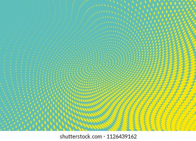 Blue-yellow Halftone dotted background. Pop art style. Retro pattern with circles, dots, design element for web banners, posters, cards, Wallpaper, backdrops, sites. Vector illustration 