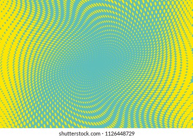 Blue-yellow Halftone dotted background. Pop art style. Retro pattern with circles, dots, design element for web banners, posters, cards, Wallpaper, backdrops, sites. Vector illustration