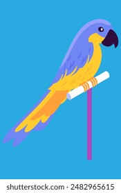 blue-yellow parrot on a perch
