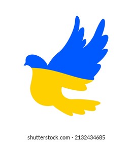 Blue-yellow Peace Dove. A Symbol Of Peace. No War. Stop The War In Ukraine. Vector Illustration EPS 10