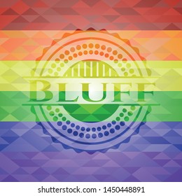Bluff on mosaic background with the colors of the LGBT flag