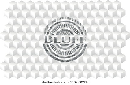 Bluff retro style grey emblem with geometric cube white background