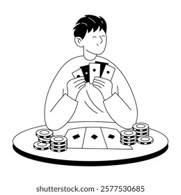 Bluffing character illustration in drawing style 
