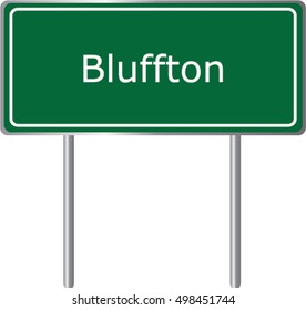 Bluffton , Georgia , road sign green vector illustration, road table, USA city