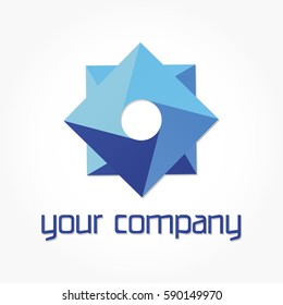 bluish abstract shape with eight corners and a hole on the middle of it for company logo or branding