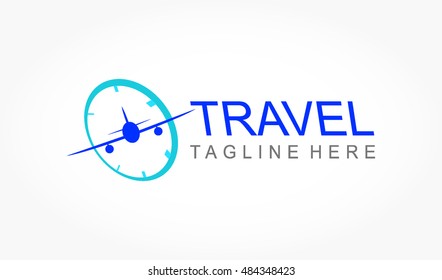 bluish airplane on blue circle for travel business logo vector