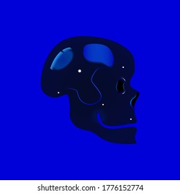 Bluish blue skull icon illustration