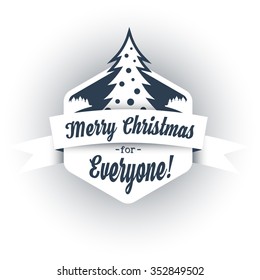 Bluish Christmas tree badge, wish