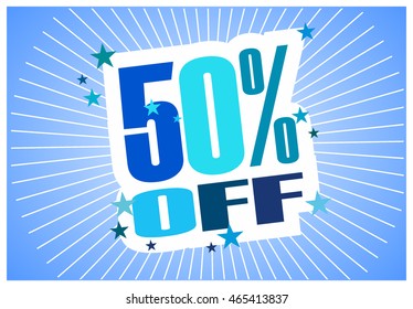 bluish fifty percent discount logo
