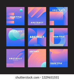 Bluish geometric abstract patterned banner vectors set