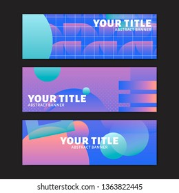 Bluish geometric abstract patterned banner vectors set