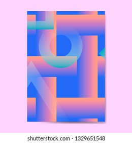 Bluish geometric abstract patterned poster vector