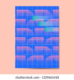 Bluish geometric abstract patterned poster vector