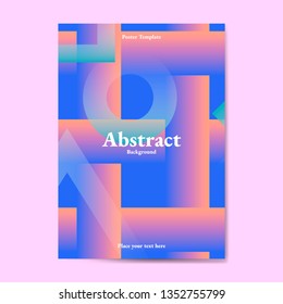 Bluish geometric abstract patterned poster vector