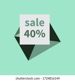 Bluish green envelope isolated. Mail envelope and white sheet with percent discount. Business and communication concept. Marine green color background. E-mail design template. Vector flat illustration