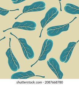 bluish green leaf seamless pattern for fabric, wallpaper, wrapping paper, invitation card and background