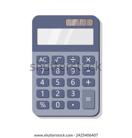 Bluish grey desktop calculator cartoon illustration