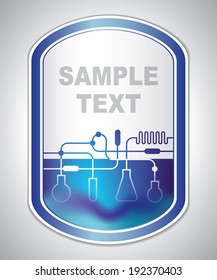 Bluish medical laboratory label - Science and Research - flasks and test tubes - chemical formulas - Universal element - Flat design - vector graphics - Web Banners